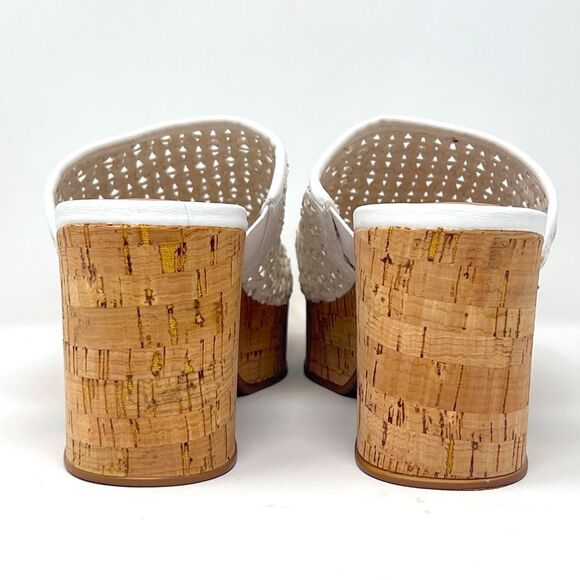 Wonderly Halo White Vegan Leather Slide Platform Cork Block Heel Belk Sandal 8.5 - Picture 7 of 13